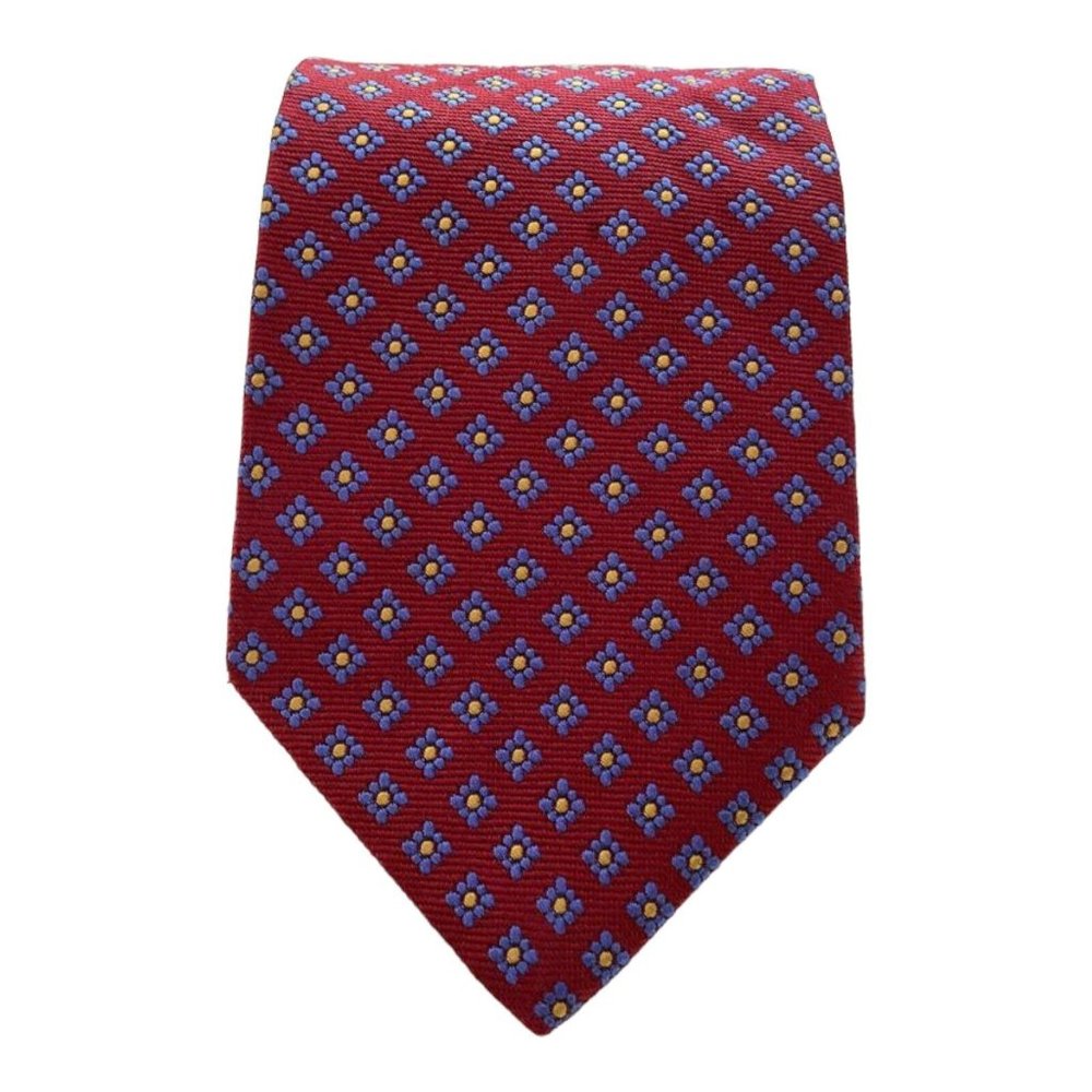 BROOKS BROTHERS 346 Red Flower Print Silk Tie Made In USA 59"-3".3/4 EX COND